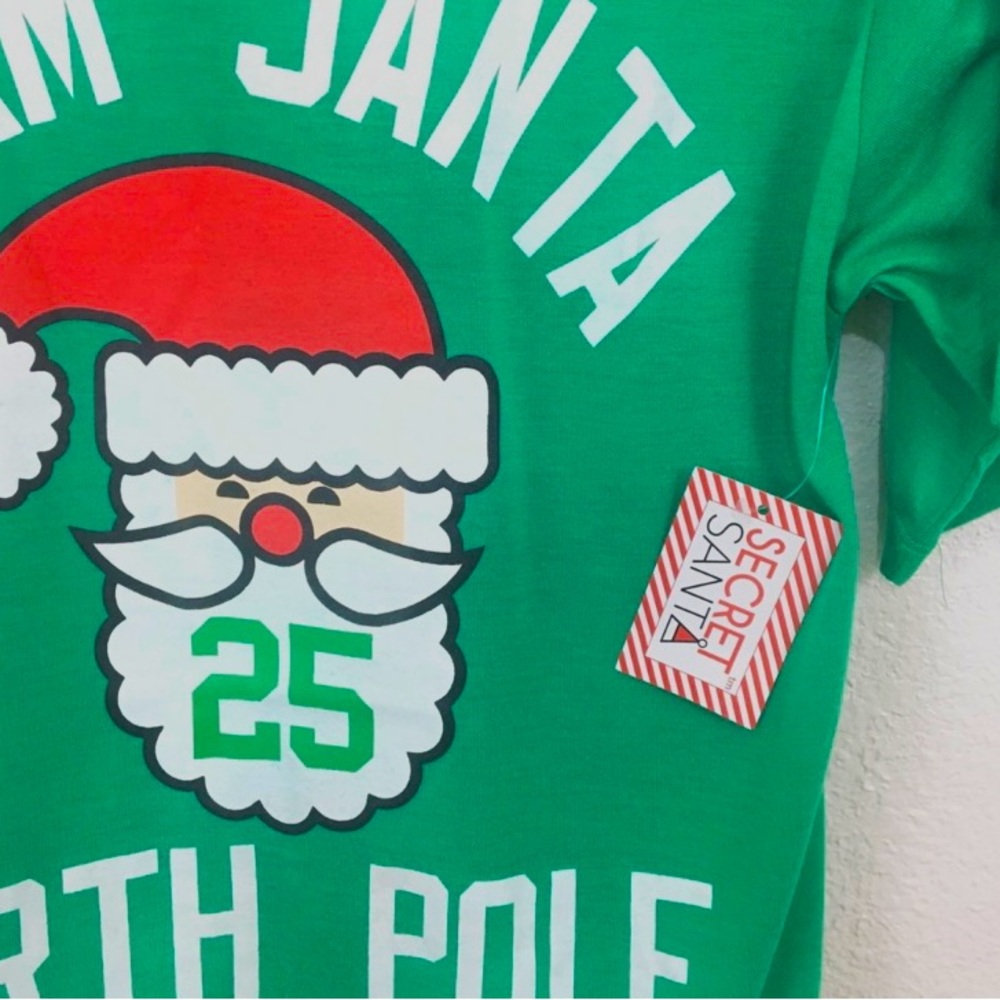 NWT Secret Santa Soft Fleece 2 pc Short Sleeve Christmas Team Santa Pajamas Med - Picture 3 of 6